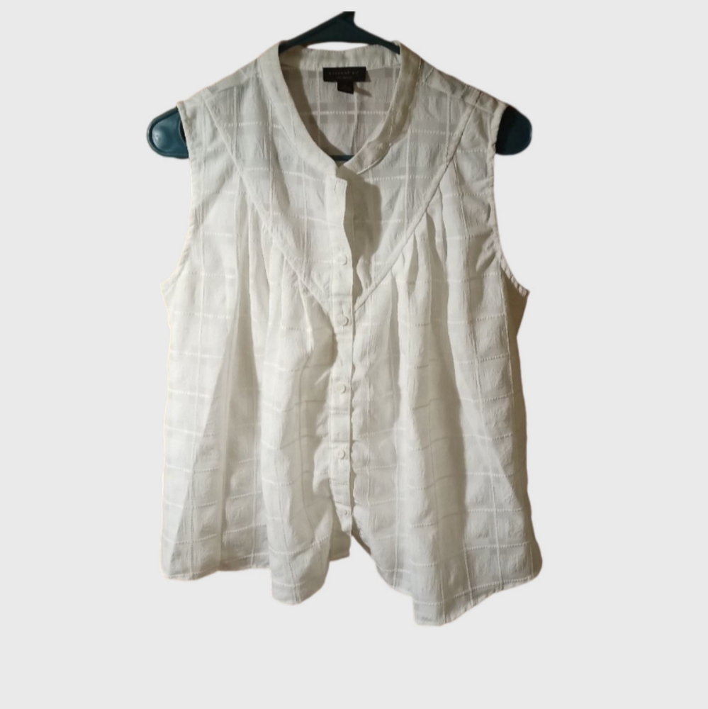 CURRENT AIR || LA || White Plaid Sleeveless Top